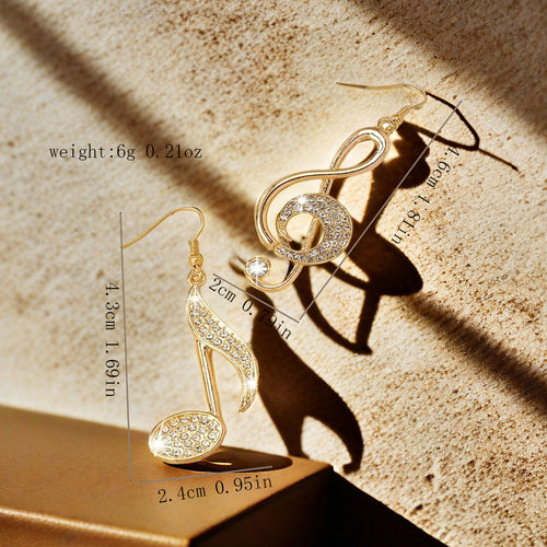 Creative asymmetrical fashion earrings with musical notes earrings