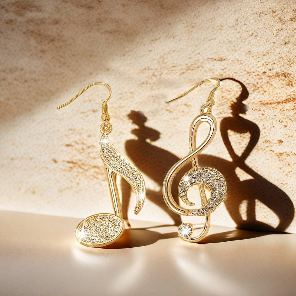 Creative asymmetrical fashion earrings with musical notes earrings
