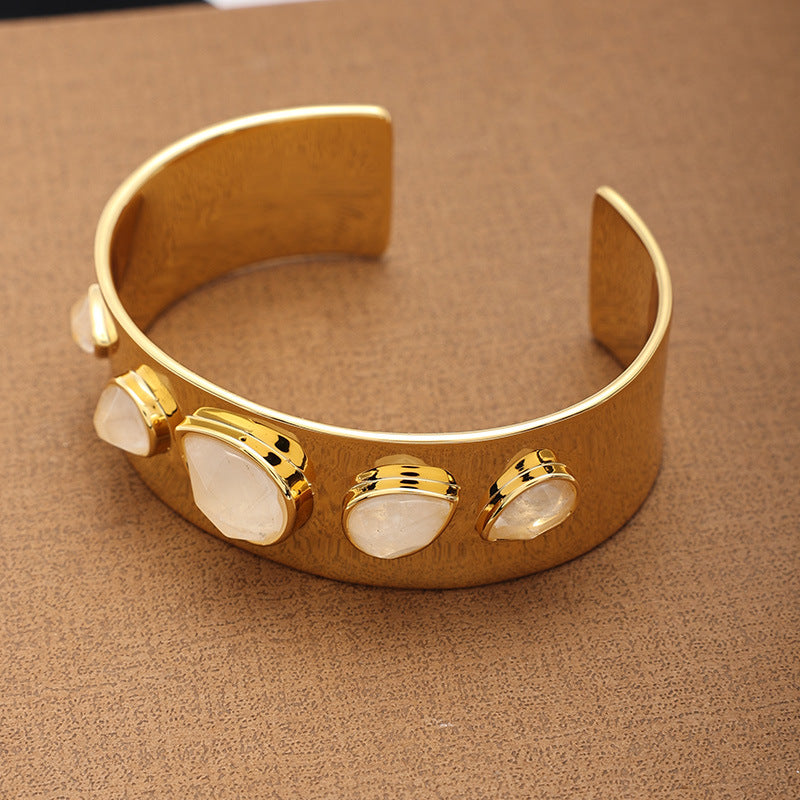 Classic Crystal Water Drop Open Bracelet