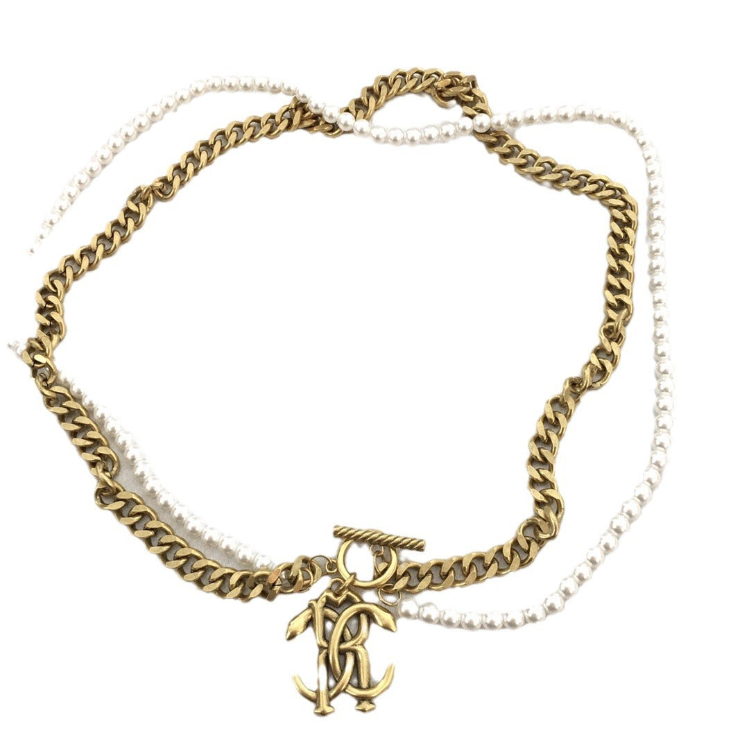 New Double Spirit Snake Pearl Double Layer OT Necklace for Women, with a sense of luxury, personality, and punk style