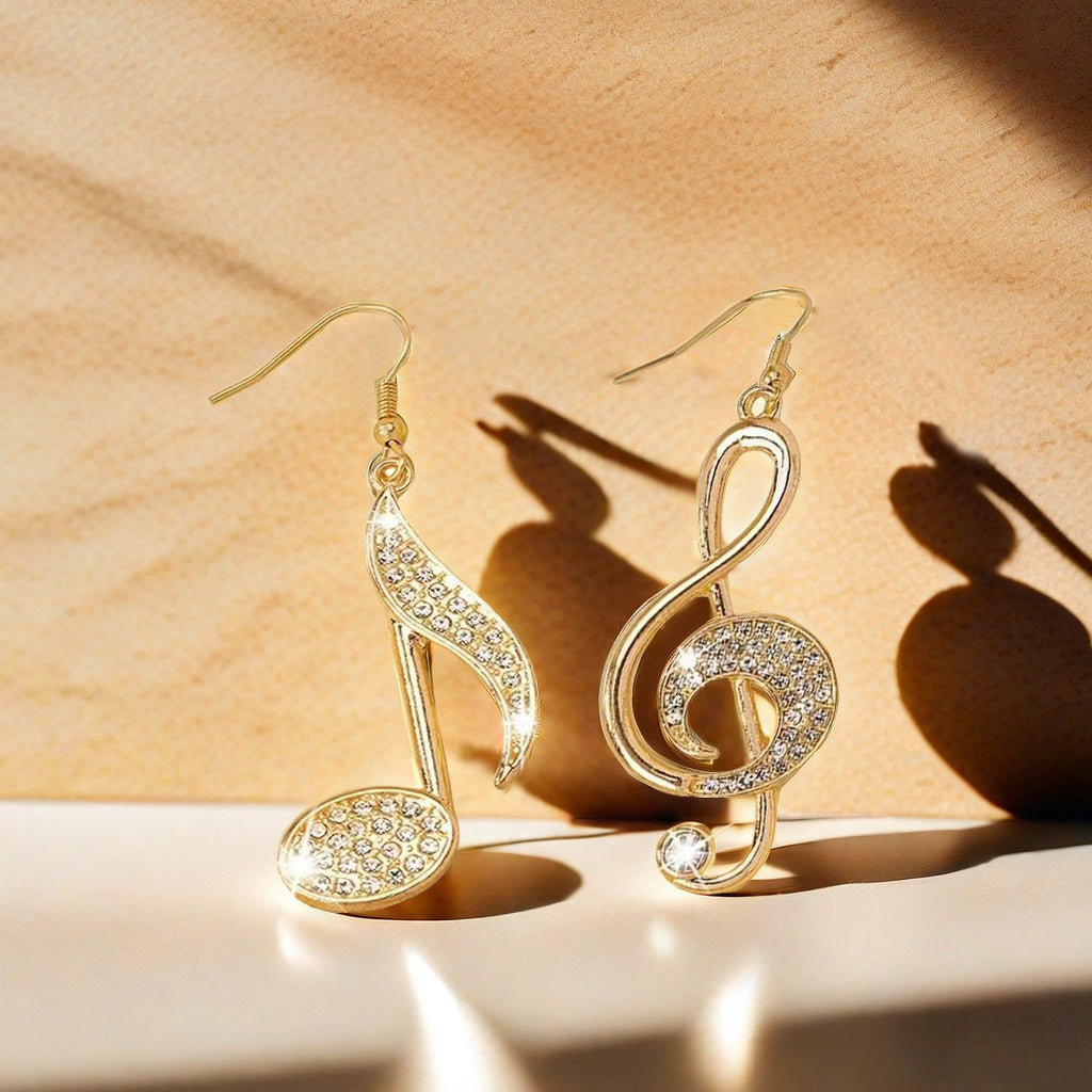 Creative asymmetrical fashion earrings with musical notes earrings
