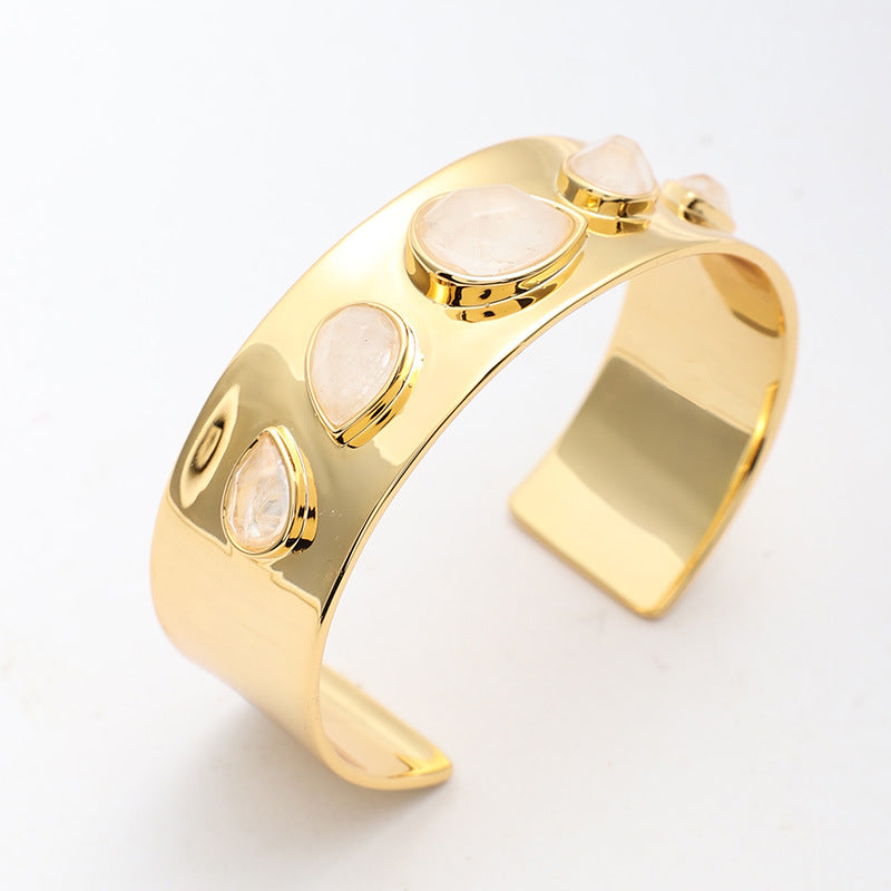 Classic Crystal Water Drop Open Bracelet