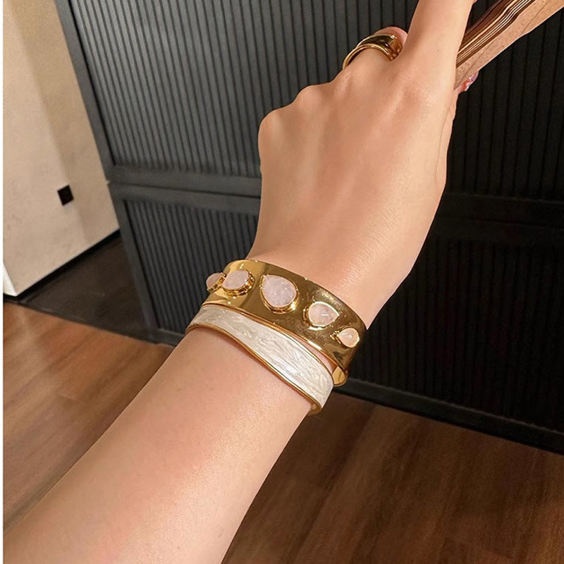 Classic Crystal Water Drop Open Bracelet