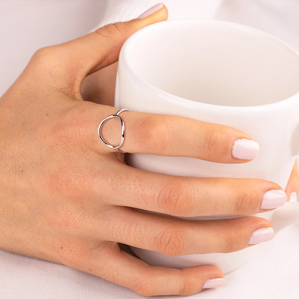 EMANCO Trendy Stainless Steel Rings for Women Vintage Geometric Pinky Ring Dainty Stackable Round Midi Rings Jewellery