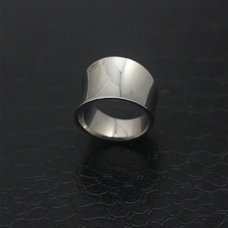 Fashion Jewelry Size 6 7 8 9 10 Punk Irregular Style Silver Color Metal Stainless Steel Jewellery Big Plain Shiny Ring for Women