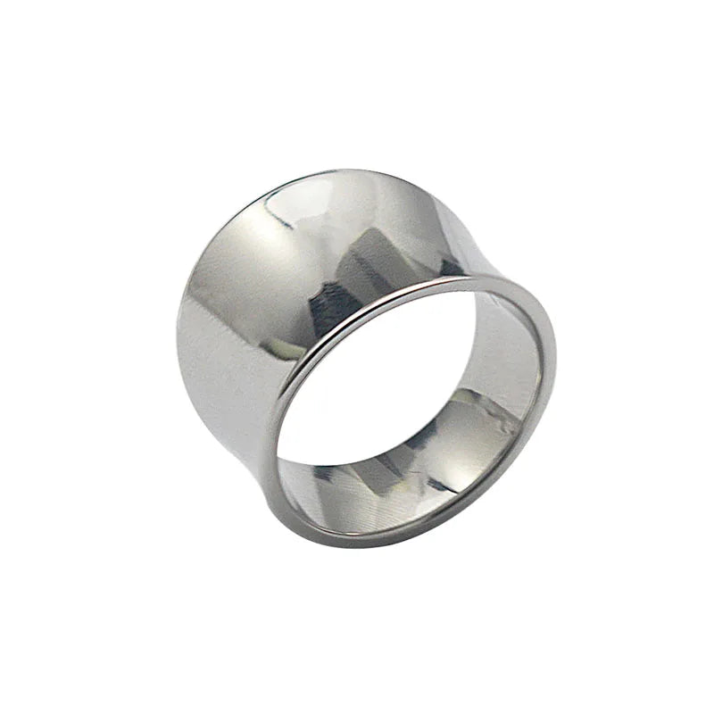 Fashion Jewelry Size 6 7 8 9 10 Punk Irregular Style Silver Color Metal Stainless Steel Jewellery Big Plain Shiny Ring for Women