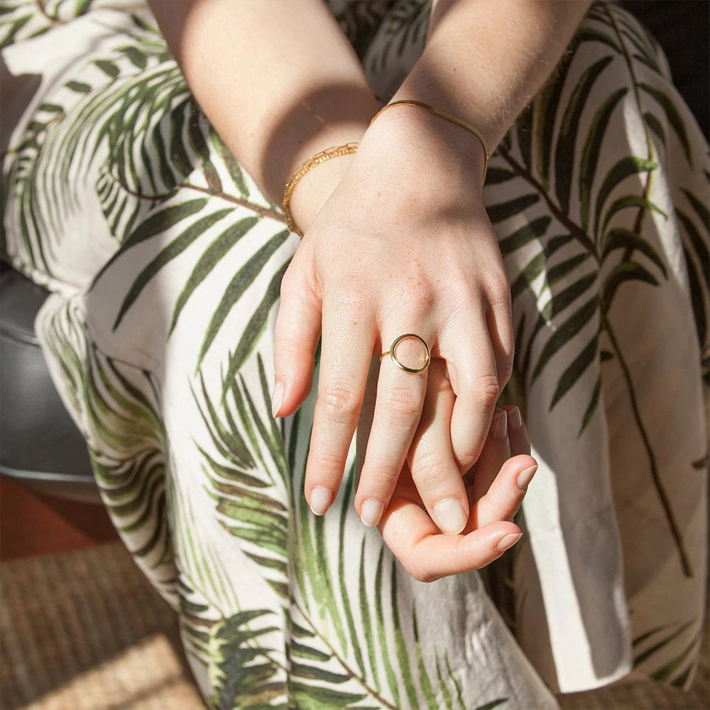 EMANCO Trendy Stainless Steel Rings for Women Vintage Geometric Pinky Ring Dainty Stackable Round Midi Rings Jewellery