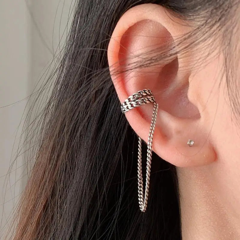 2Pcs Unique Fake Piercing Metal Ear Clips Irregular Round Cartilage Ear Clip for Women Fashion Jewellery Christmas Gift