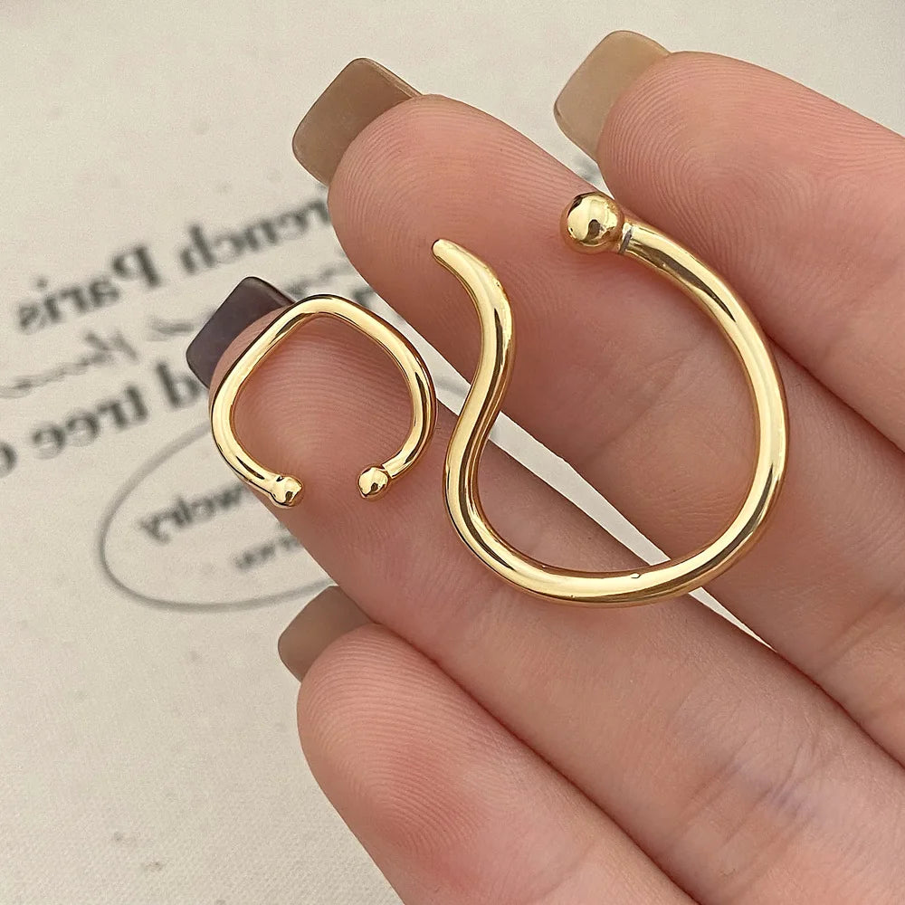 2Pcs Unique Fake Piercing Metal Ear Clips Irregular Round Cartilage Ear Clip for Women Fashion Jewellery Christmas Gift