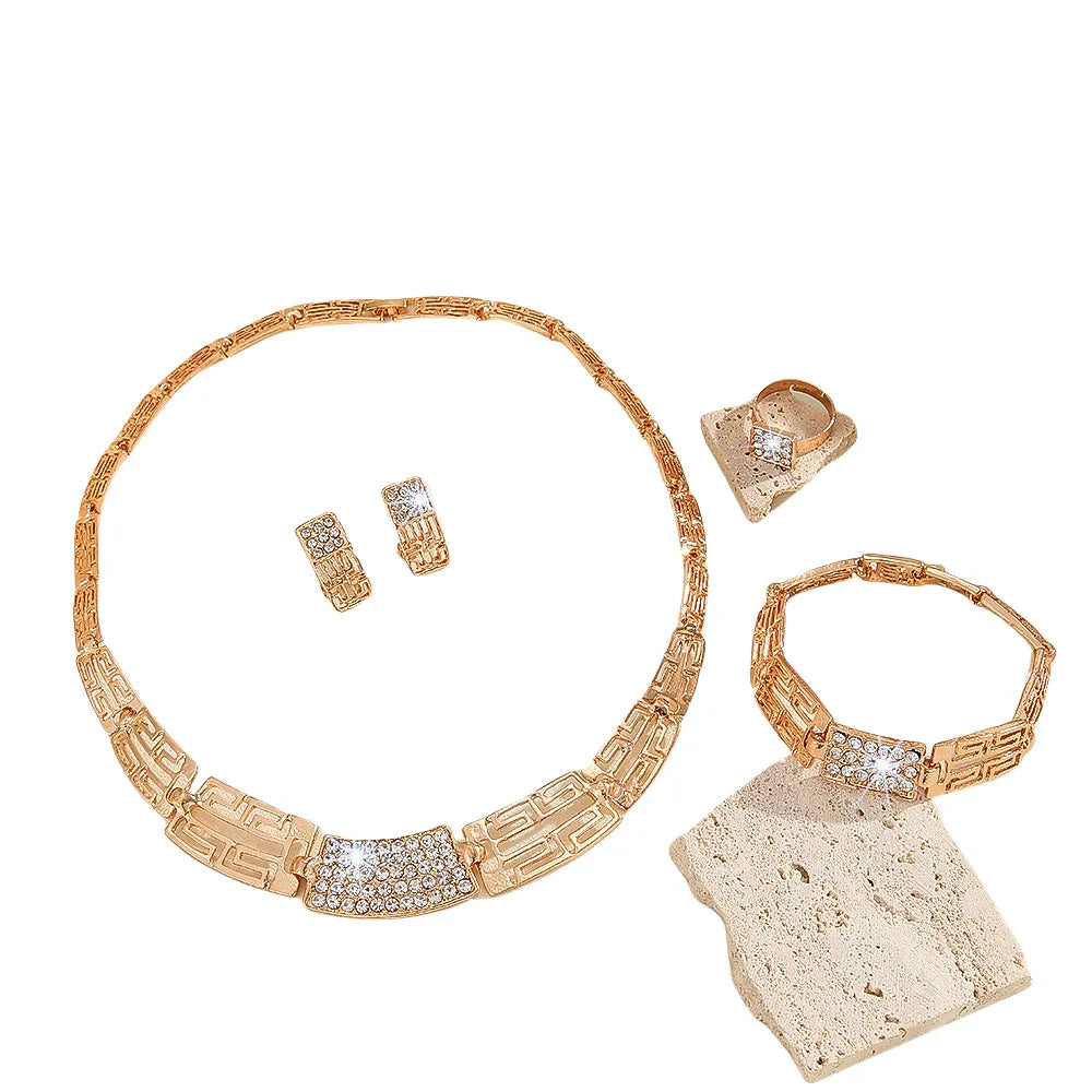 📢📢40% OFF !! ⏰Elegant Rhinestone Jewelry 4-Piece Set