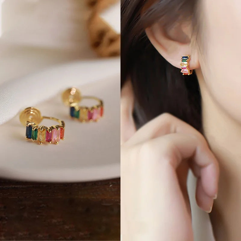 2Pcs Unique Fake Piercing Metal Ear Clips Irregular Round Cartilage Ear Clip for Women Fashion Jewellery Christmas Gift