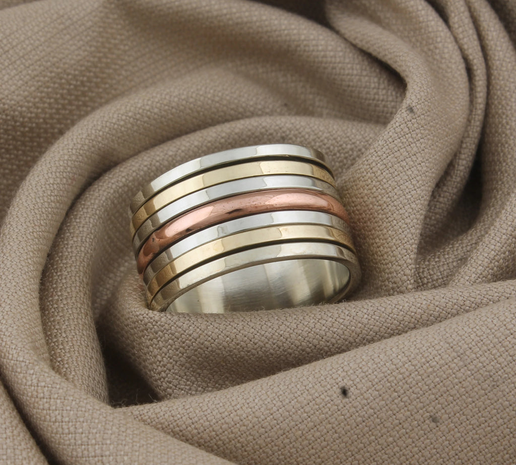 Handmade Sterling Silver Men's Cluster Ring with Natural Stone Bezel Setting Classic Style for Party & Wedding Occasions
