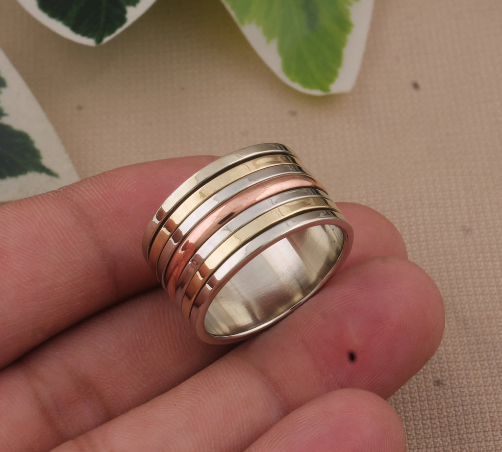 Handmade Sterling Silver Men's Cluster Ring with Natural Stone Bezel Setting Classic Style for Party & Wedding Occasions