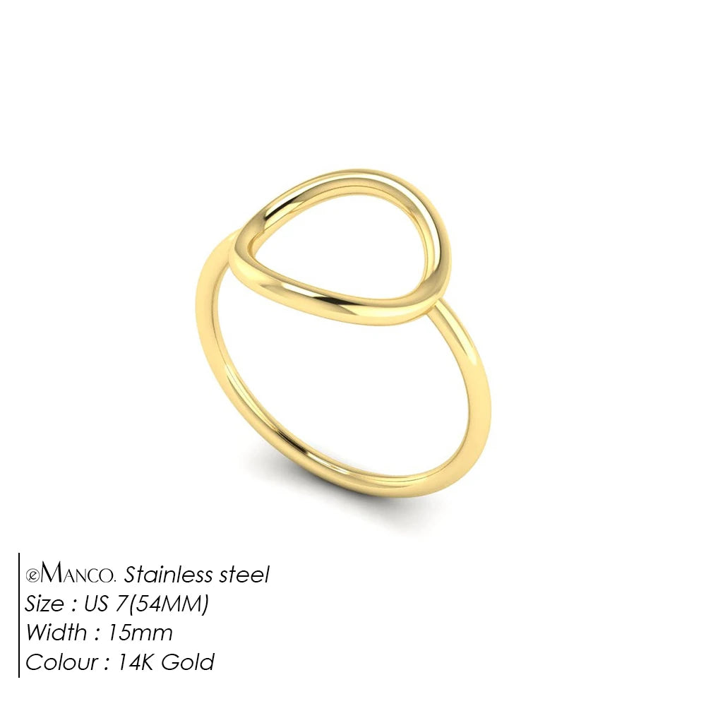 EMANCO Trendy Stainless Steel Rings for Women Vintage Geometric Pinky Ring Dainty Stackable Round Midi Rings Jewellery