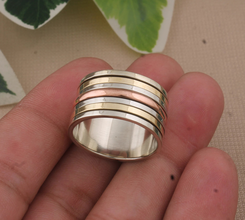 Handmade Sterling Silver Men's Cluster Ring with Natural Stone Bezel Setting Classic Style for Party & Wedding Occasions
