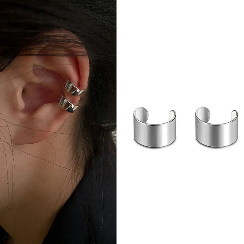 2Pcs Unique Fake Piercing Metal Ear Clips Irregular Round Cartilage Ear Clip for Women Fashion Jewellery Christmas Gift