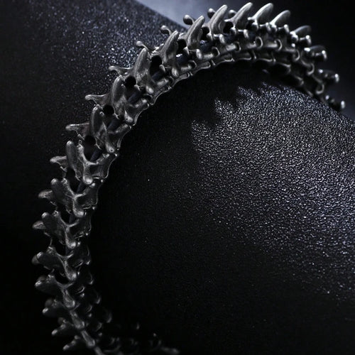 1PC Men's Fashion Hip Hop Style Dark Gothic Dragon Spine Zinc Alloy PU Leather Bracelet