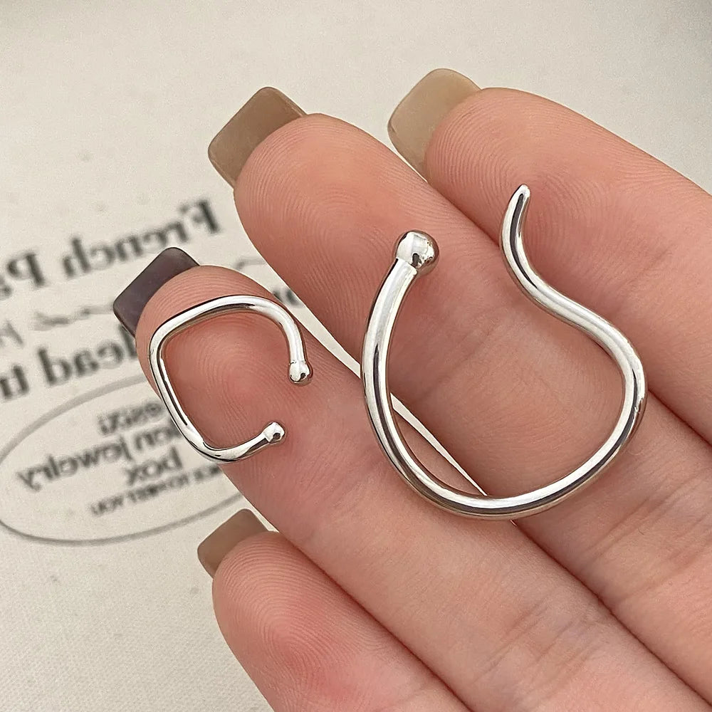 2Pcs Unique Fake Piercing Metal Ear Clips Irregular Round Cartilage Ear Clip for Women Fashion Jewellery Christmas Gift