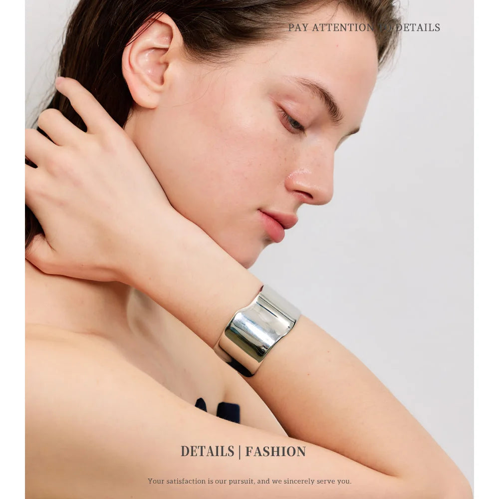 NiNice Stainless Steel Bracelets Jewellery Woman Exaggerated Personality Fashionable Design Sense Heavy-Duty Cuffs New Gifts
