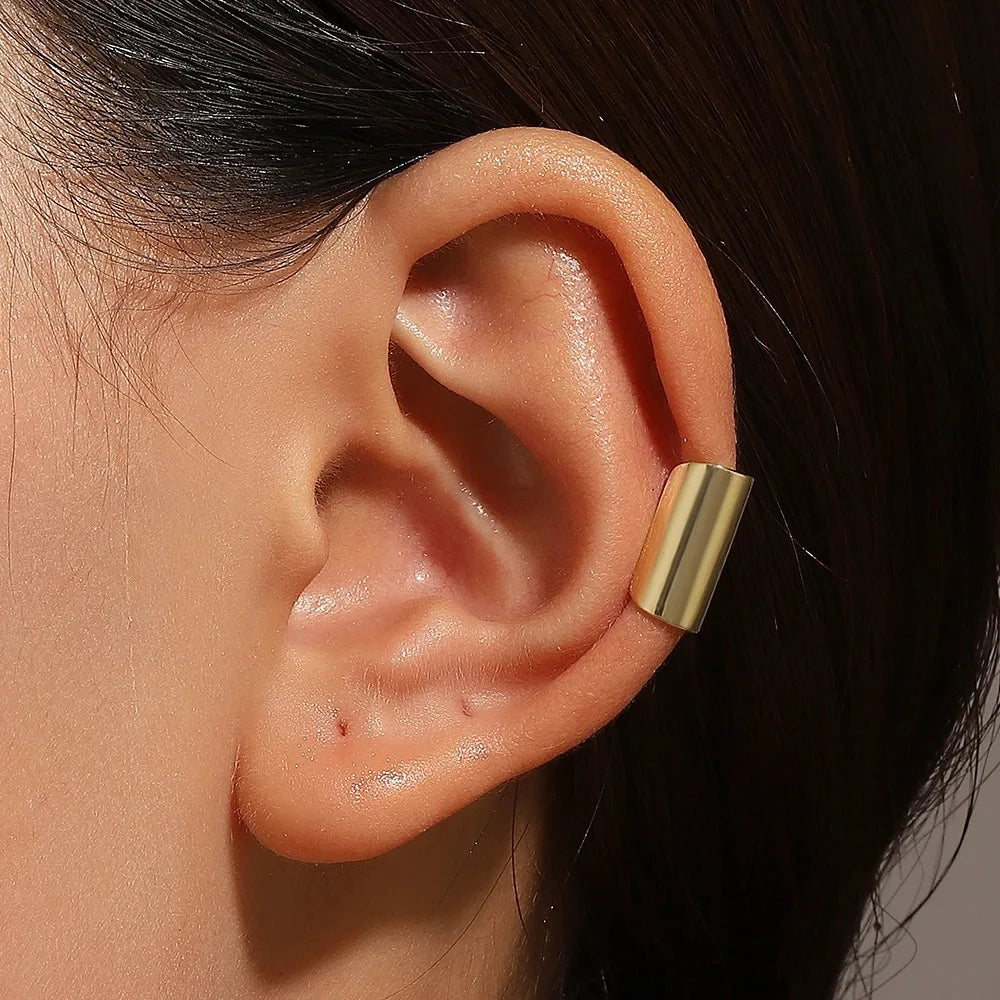 2Pcs Unique Fake Piercing Metal Ear Clips Irregular Round Cartilage Ear Clip for Women Fashion Jewellery Christmas Gift