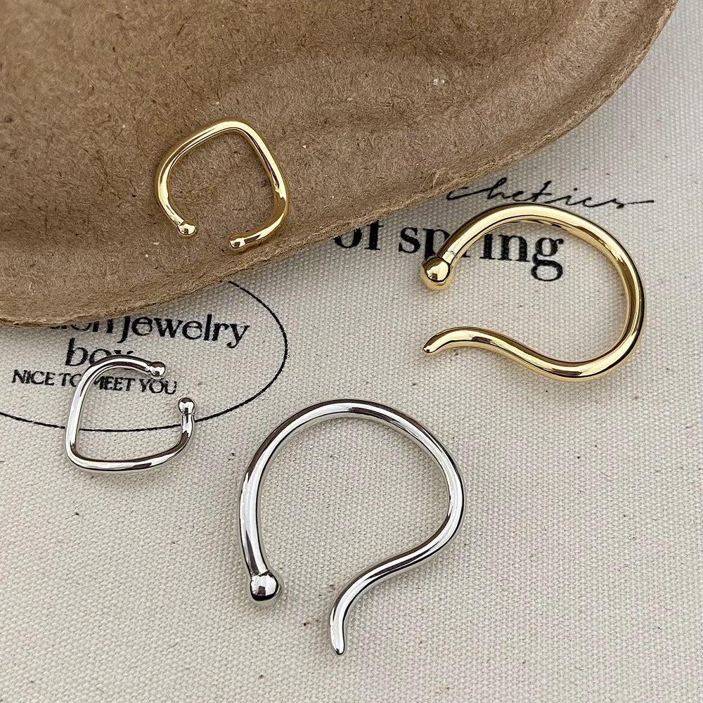 2Pcs Unique Fake Piercing Metal Ear Clips Irregular Round Cartilage Ear Clip for Women Fashion Jewellery Christmas Gift
