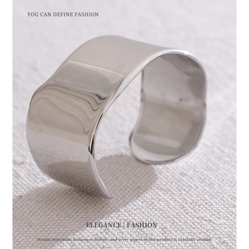 NiNice Stainless Steel Bracelets Jewellery Woman Exaggerated Personality Fashionable Design Sense Heavy-Duty Cuffs New Gifts