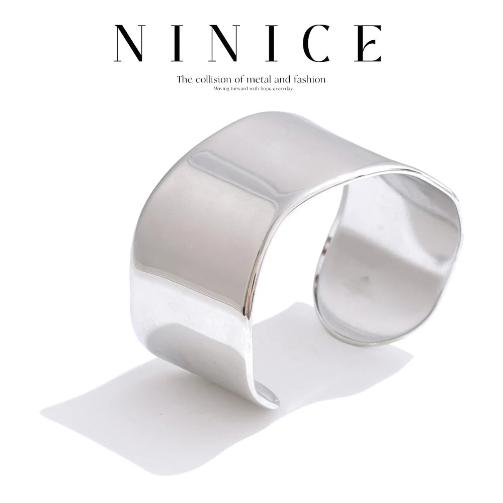 NiNice Stainless Steel Bracelets Jewellery Woman Exaggerated Personality Fashionable Design Sense Heavy-Duty Cuffs New Gifts