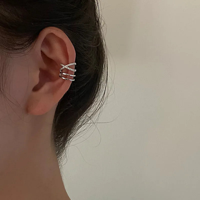 2Pcs Unique Fake Piercing Metal Ear Clips Irregular Round Cartilage Ear Clip for Women Fashion Jewellery Christmas Gift