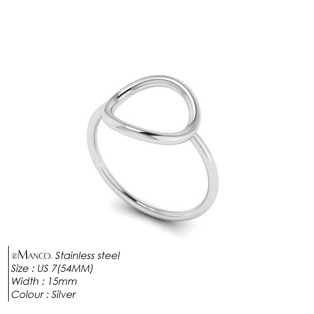 EMANCO Trendy Stainless Steel Rings for Women Vintage Geometric Pinky Ring Dainty Stackable Round Midi Rings Jewellery