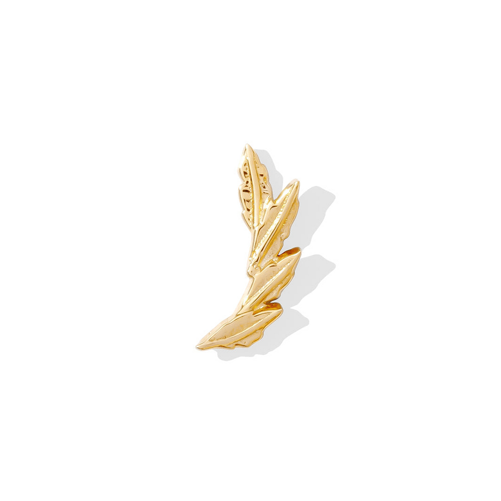 "Laurel" - Threadless Gold Leaf End by Tawapa Jewelry